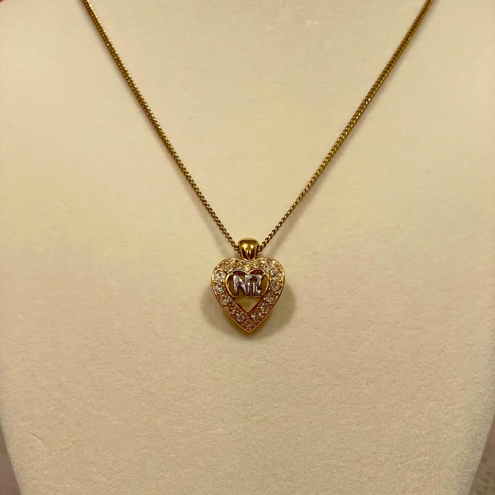 Nina Ricci Gold Plated Heart Crystals Pendant Necklace